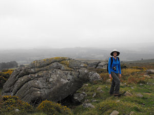 Hiking on Easdon Tor in Dartmoor, England.